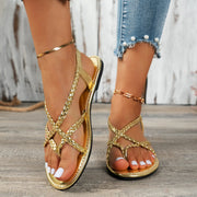 Casual Clip Toe Woven Hollow Sandals