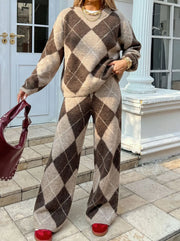 Chic Rhombus Knitted Two-piece Sweaters
