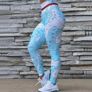 High Waist Map Print Leggings – Skinny Hip Lift Yoga Pants AU