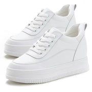 Genuine Leather Platform Wedge Sneakers 7cm