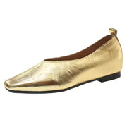 Grade Silver Loafers Casual Gold Pumps Square Toe
