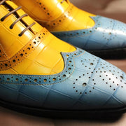 Luxury Leather Crocodile Pattern Oxford Shoes