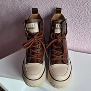 Women Shoes Genuine Leather 8cm Zip Boots