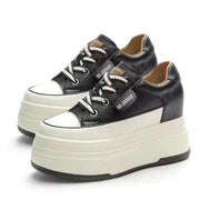 Cow Suede Genuine Leather Platform Shoes 9cm