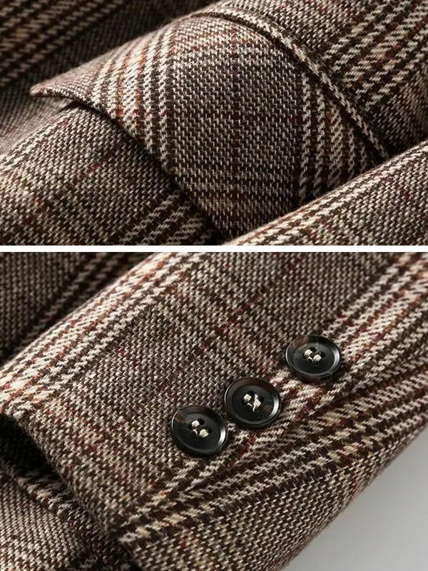 Geruite blazer voor dames, lange mouwen, reverskraag, jas