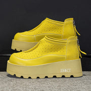 Women Suede Cow Causal Shoes Wedge Flats 6CM