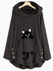 Winter Large Coats Cute Cat Parkas Pink Coat