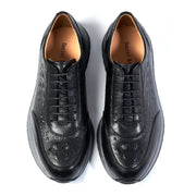 Men Genuine Leather Crocodile Pattern Casual Sneakers