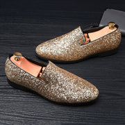 Gold Paillette Men Loafer Dress Shoes