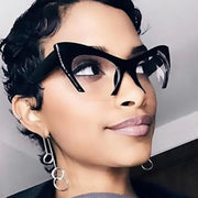 Retro Cat Eye Transparent Half Frame Sunglasses for Women