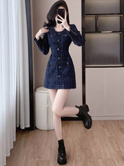 Casual Waist slimming and high-end Tweed Dress
