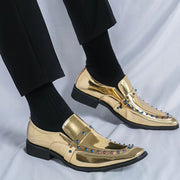 Fashion Gold, Silver, and Black Glitter Leather Rhinestone Shoes