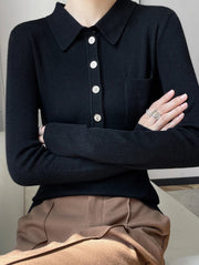 Casual Knit Tops Solid Color Wool Sweater