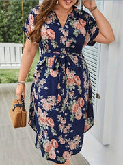 Women Elegant Vintage Floral Dress 4XL