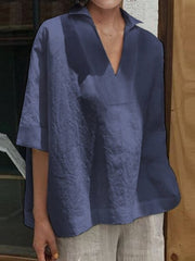 Casual Short Sleeve V-neck Blouse