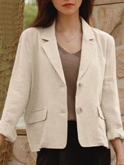 Women Work OL Blazer Full Sleeve Lapel Cotton Jackets