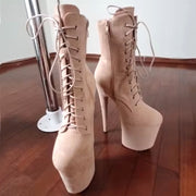 Extreme Pole Dancing Lace-up Flannel Ankle Boots