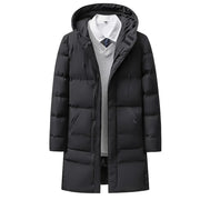 Men Heavyweight Winter Coat Hooded Long Formality