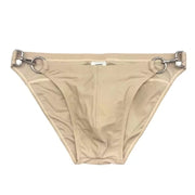 Men Bikini Waist Metal Buckle Beach Shorts