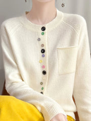 Fashion Spring Color Button Knit Top