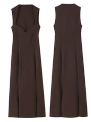 Sleeveless Heart-Shaped Neck A-Line Long Dress