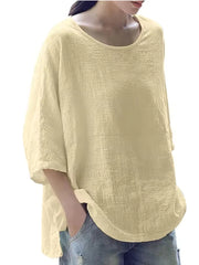 Fashion Seven-Quarter Sleeve Round Neck Blouse