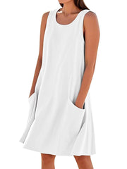 Casual Sleeveless Sundresses With Pockets Tank Dress