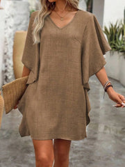 Solid Color Casual Loose Short Dresses