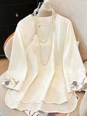 Vintage White Three-quarter Sleeve Shirt