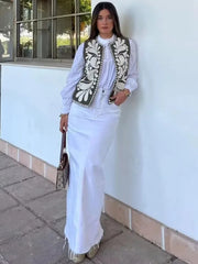 Woman Vests Floral Embroidered Sleeveless Vest Coat