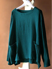 Loose Cotton Linen Tees Long Sleeve