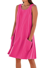 Casual Sleeveless Sundresses With Pockets Tank Dress