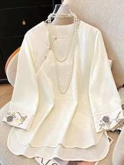 Ethnic Three-quarter Sleeve Shirt Blouse