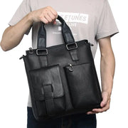 Cowhide Leather Vertical Briefcase Tote Handbag