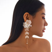 Creative Flower Hanging Drop Chain Necklace and Earrings