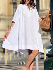 Elegant Cotton And Linen Solid Dress