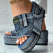 Elegant Denim Sandals Comfortable Slip Platform Women Slippers
