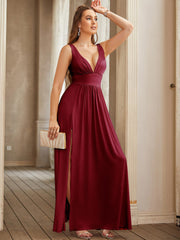 Elegant Prom Dresses Split V Neck Bridesmaid Dress