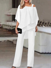 Fashion WomenBat Sleeve Top Casual Off Shoulder Party Sets