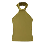 Halter Crop Top Woman Sexy Backless Tube Top Blouse