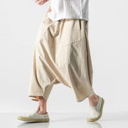 Casual Harem Pants Vintage Loose Cotton Linen Wide Leg Pants