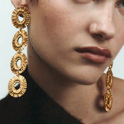 Retro Hollow Flower Design Dangle Earrings