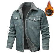 Fleece Lined Lapel Collar Denim Jacket
