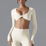 Long Sleeve Gym Crop Tops For Women