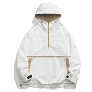 Men Half Zip Streetwear Hip Hop Hooded Coats