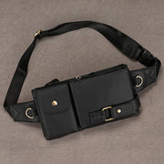 Men Leather Waist Bag Outdoor Waist Belt Pouch Bag