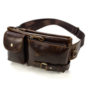 Men Leather Waist Bag Outdoor Waist Belt Pouch Bag