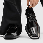 Men's Casual Leather Metal Square Toe Derby Shoes