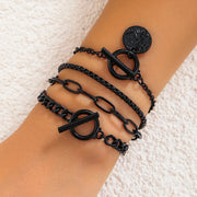 Punk Cuban Link Chain Coin Pendant Bracelet