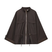Safari Bomber Jackets For Women Zip Varsity Outerwear's